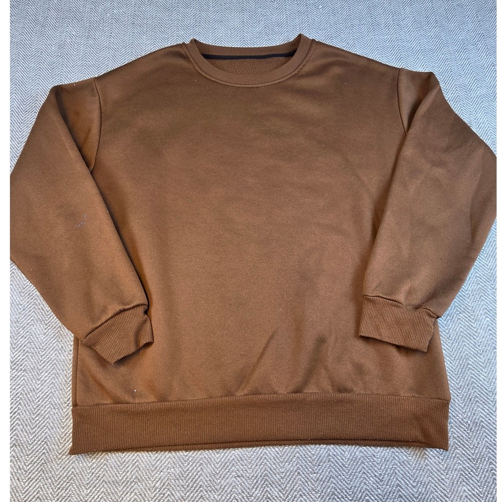 Shein Brown Crewneck Sweatshirt Mens Medium Solid Pullover Long Sleeve Minimal